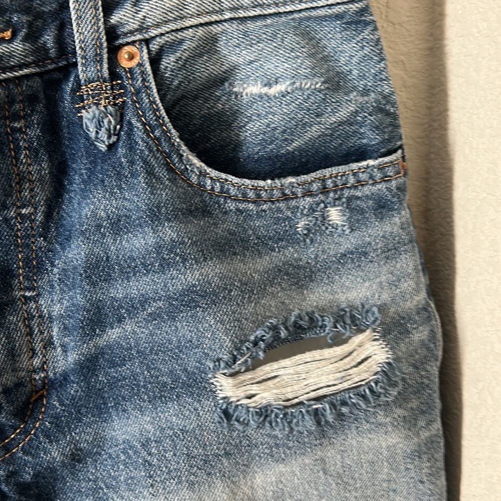 FP Free People Denim Shorts Distressed We The Free 28 Cotton Button Fly Medium - Picture 3 of 8